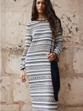 HM Knit Maxi Dress in Black & White